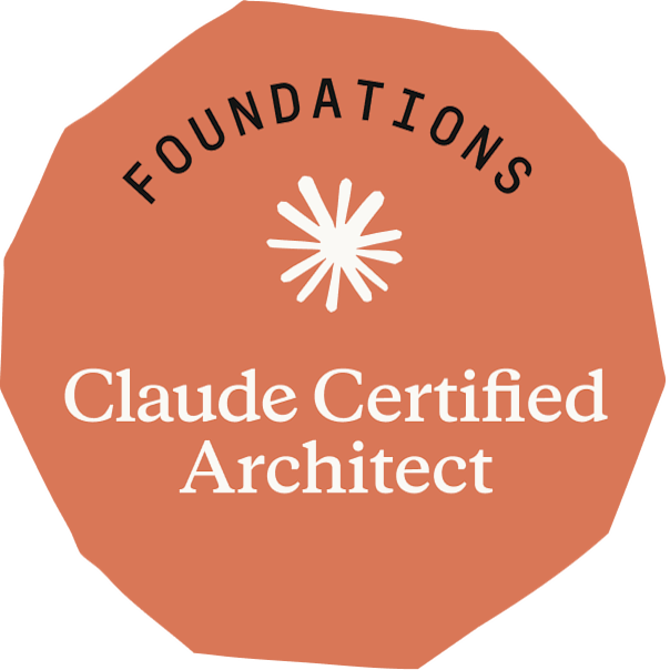 Claude Certified Architect – Foundations badge, issued by Anthropic