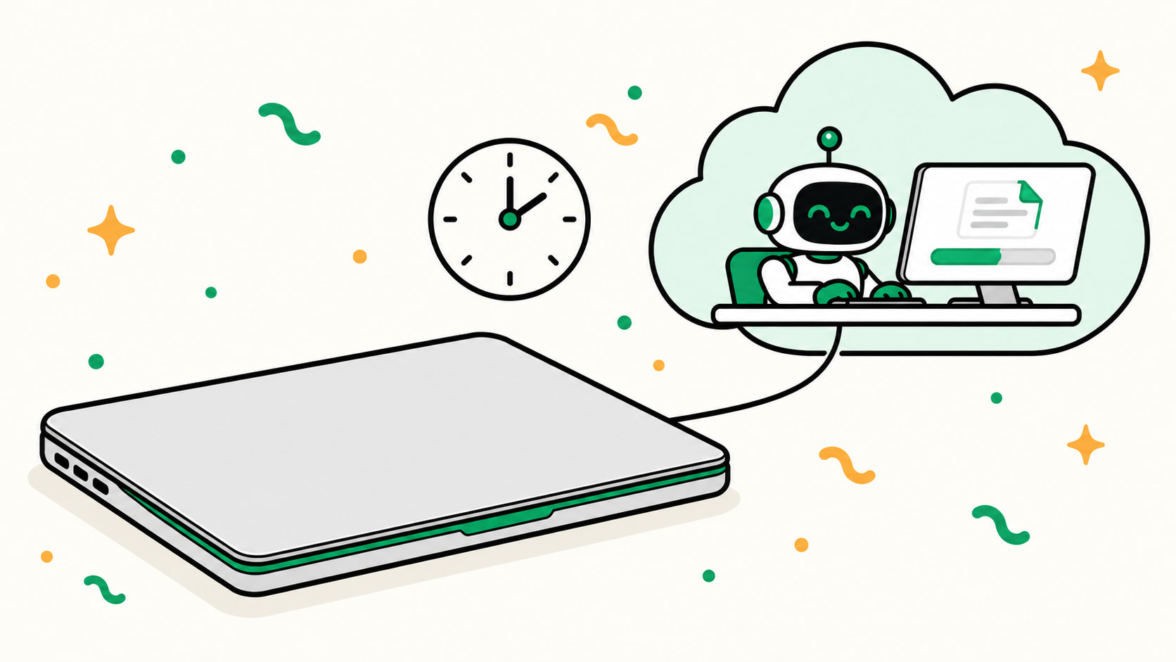 An AI agent keeps working in the cloud while the user’s laptop is closed