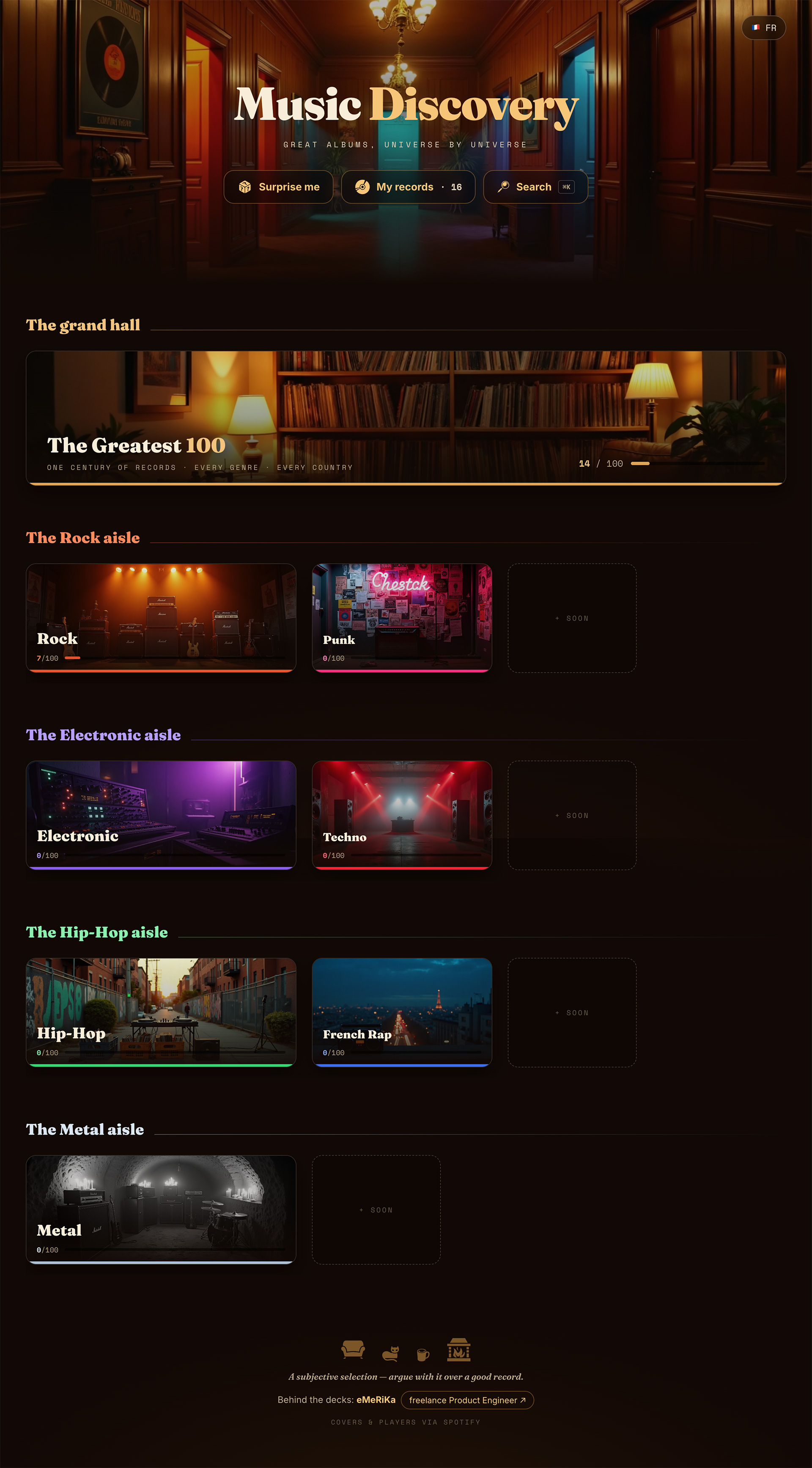 Music Discovery homepage